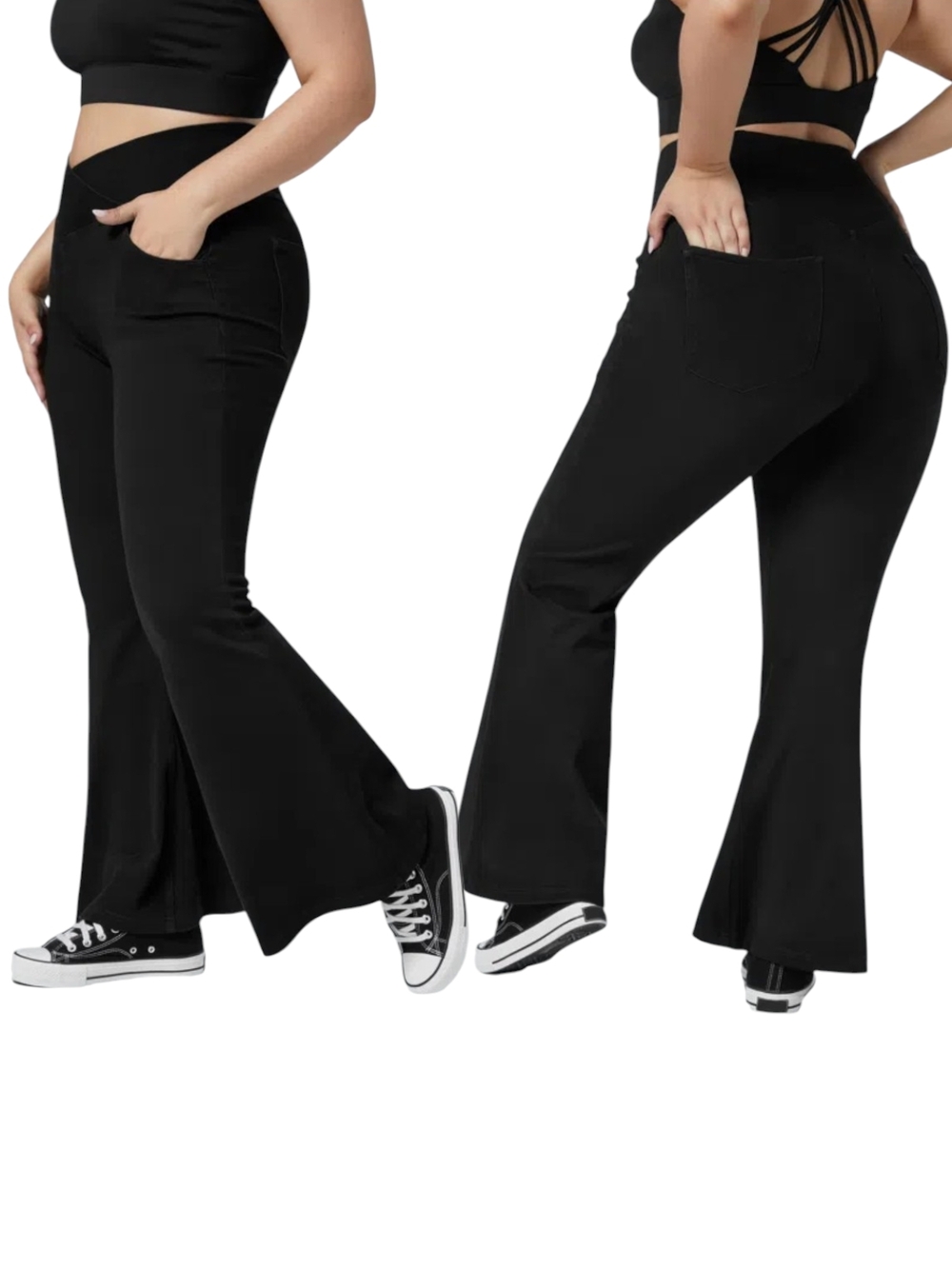 HALARA FLEX™ HIGH WAISTED CROSSOVER POCKET WASHED CASUAL PLUS JEANS SIZE 2XP - Picture 9 of 9